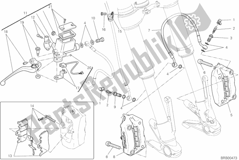 Todas as partes de Sistema De Freio Dianteiro do Ducati Hypermotard 939 USA 2016